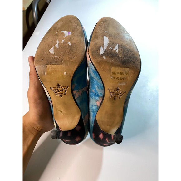 Anthropologie Miss Albright Specialty Ikat Heels Double Strap Size 7 - Picture 7 of 9